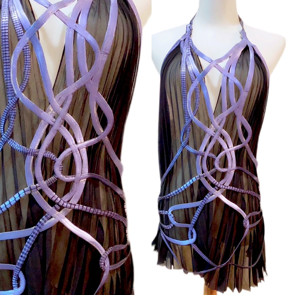 Daniela Corte designer avant garde sheer halter top bib top